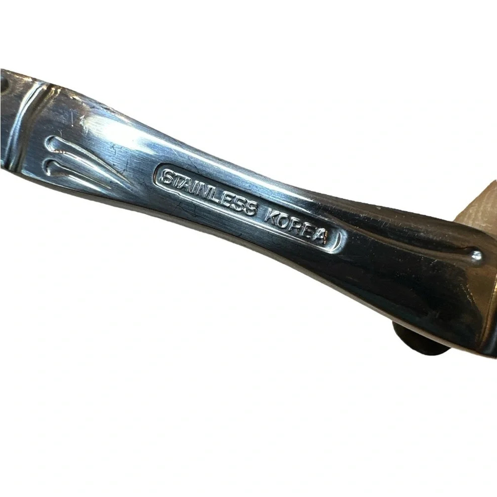 7 Piece VTG  Mid Century KOREA Bamboo Stainless Steel Flatware Salad Forks 6.5